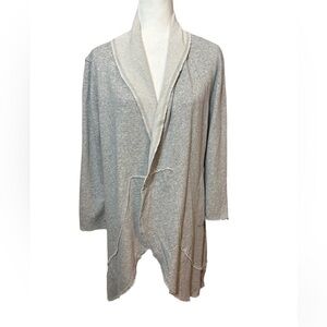 Soft Surroundings Boho Open Front Long Draped Distressed Cardigan Gray PS Small